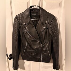 Express Women's Quilted Black Leather Jacket